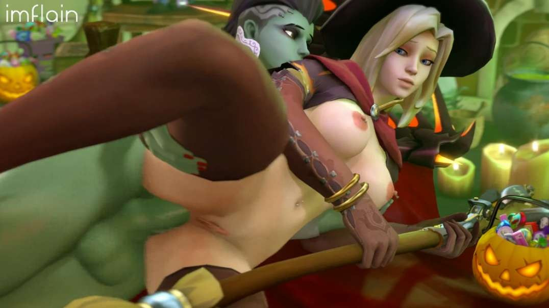 Futa Sombra fucks Witch Mercy for Halloween