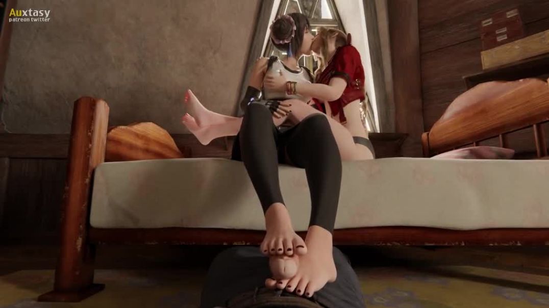 Tifa Giving A Footjob POV & Aerith Kiss Her - minusviertel