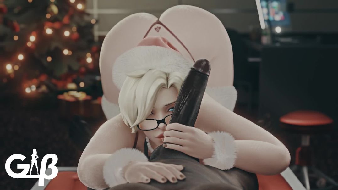 Mercy sucking your massive cock for Christmas
