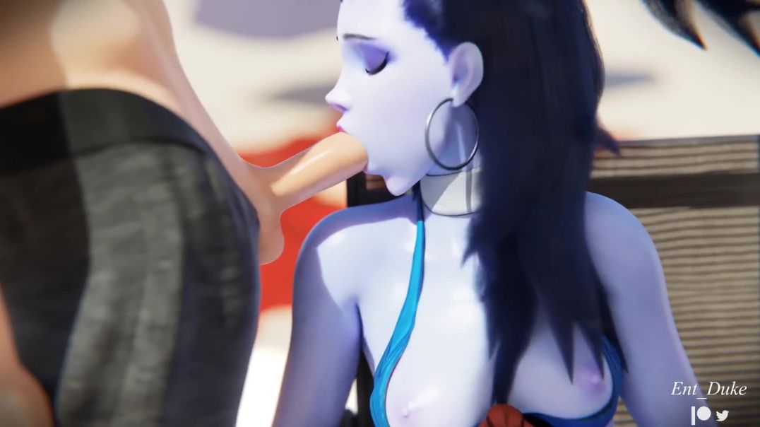 Widowmaker and Tracer sharing a dick at the beach