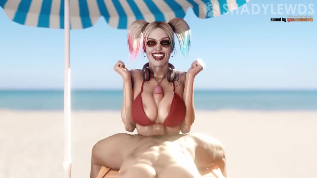 ⁣Harley Quinn Titty Fuck at the beach