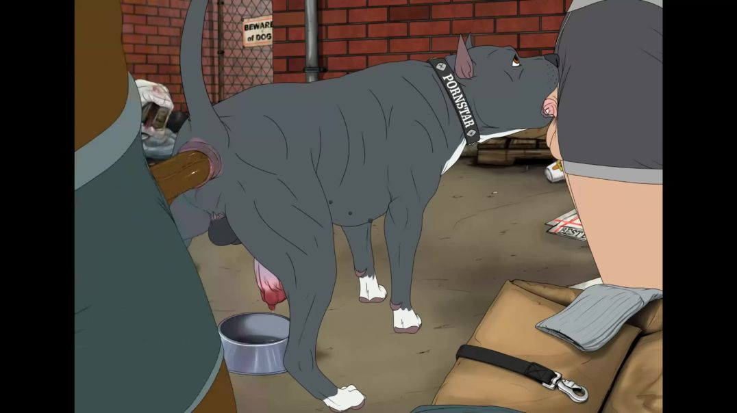 animation human sex gay dog in the alley