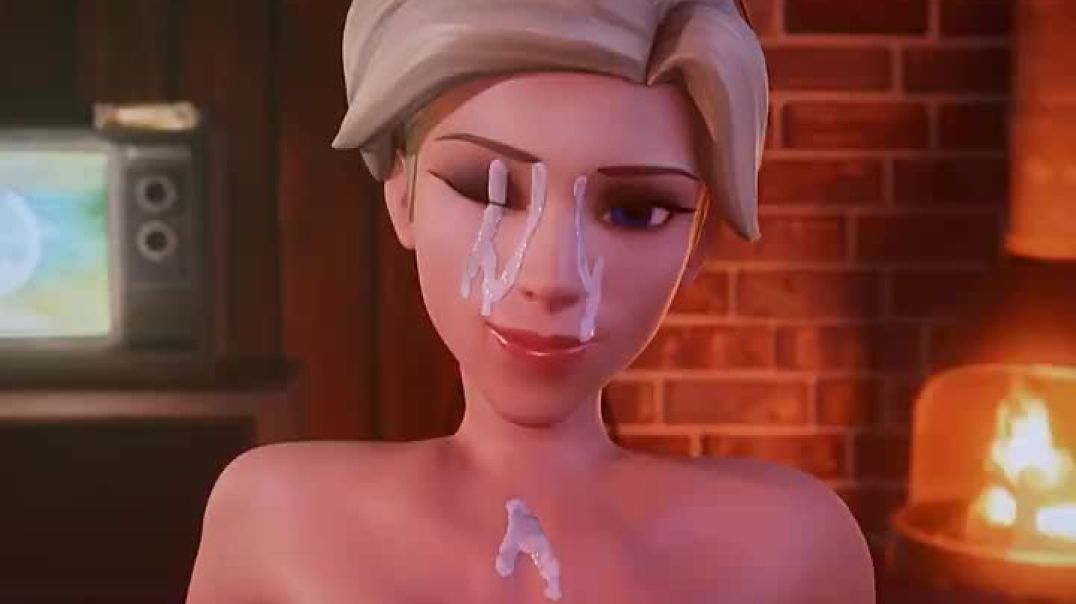 ⁣Mercy getting a facial from paizuri and blowjob