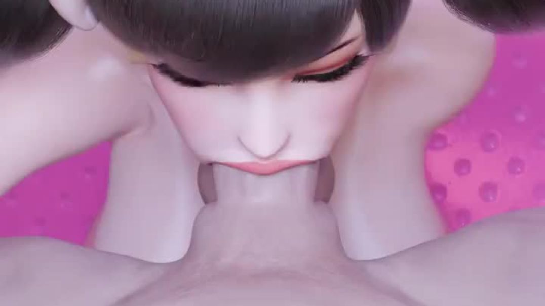 ⁣D.va hair pulling and face fucked